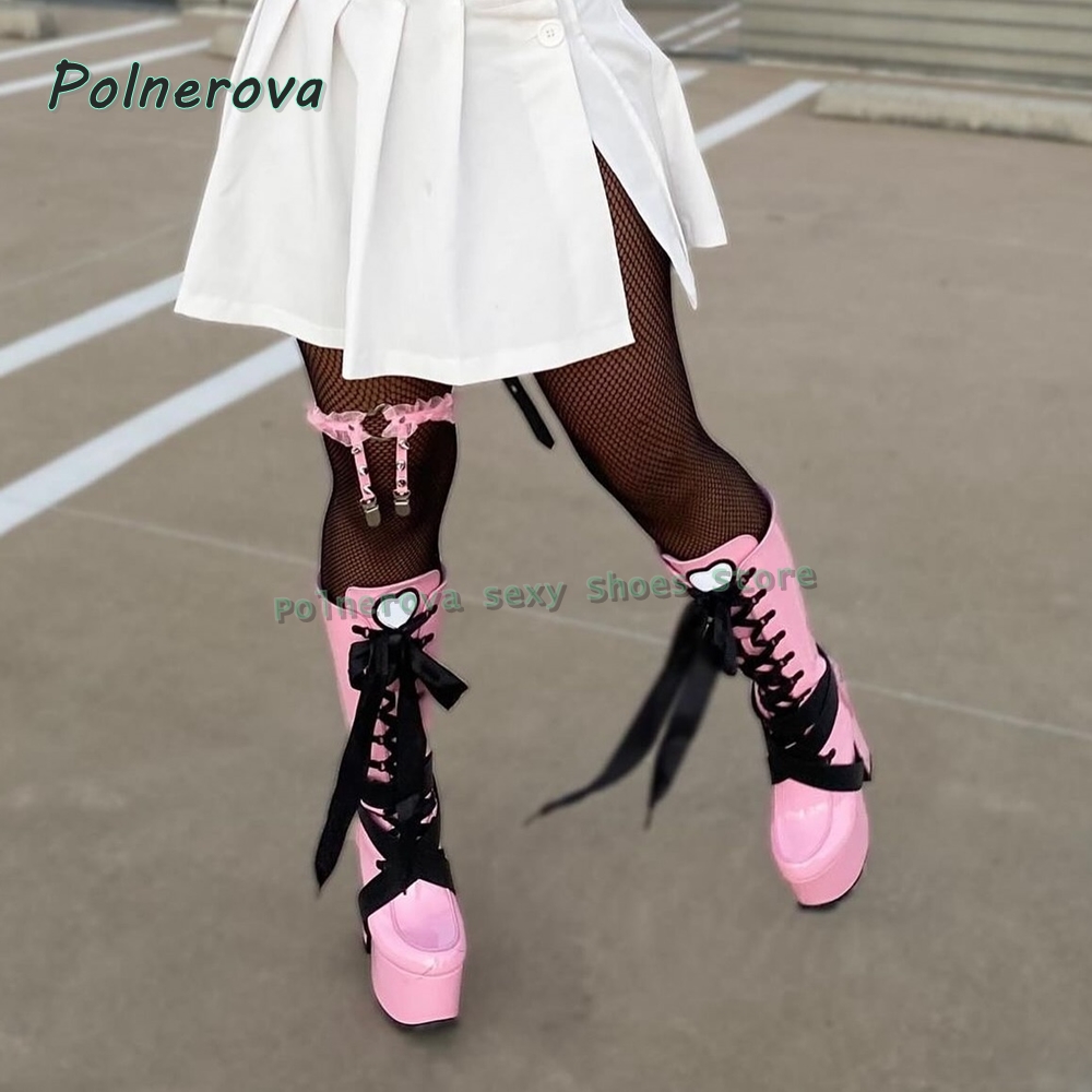 Botas altas de plataforma rosa - Women'S Shoes Y2K reseña y precio